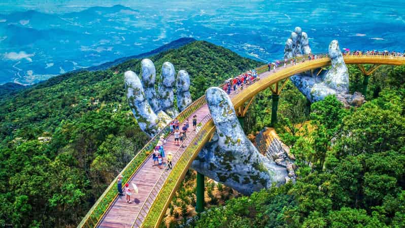 Da Nang: Golden Bridge, Lady Buddha, Marble Mt & Am Phu Cave - Marble Mountains: views, caves, and Buddha carved into stone